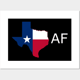 Texas Flag State Outline AF (white) Posters and Art